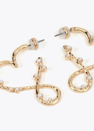 Infinity heart earrings with small faux pearls