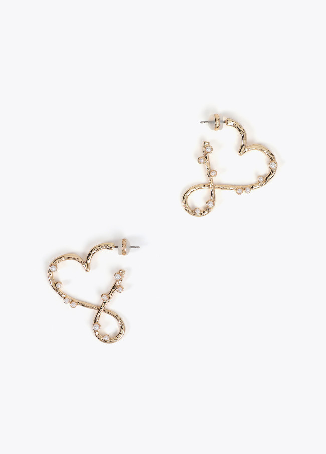 Pendientes corazon infinito con perlitas