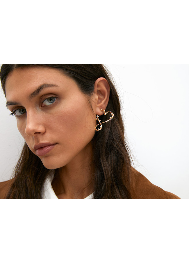 Infinity heart earrings with small faux pearls