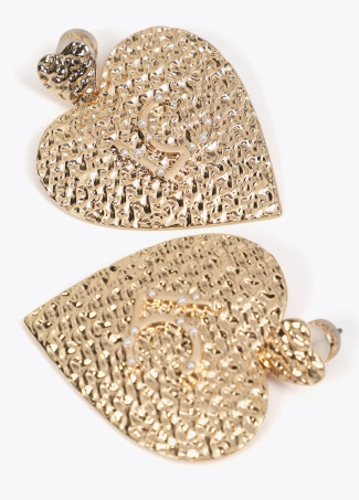 Textured heart earrings with logo
