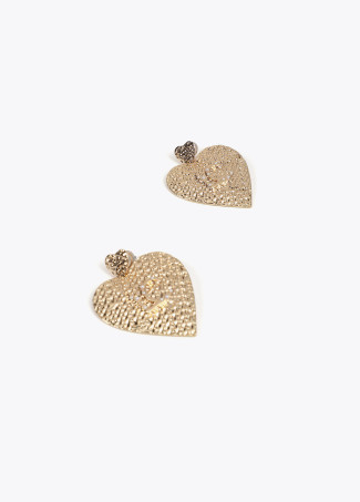 Textured heart earrings with logo