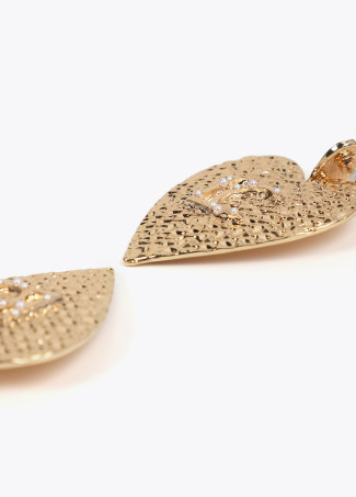 Textured heart earrings with logo