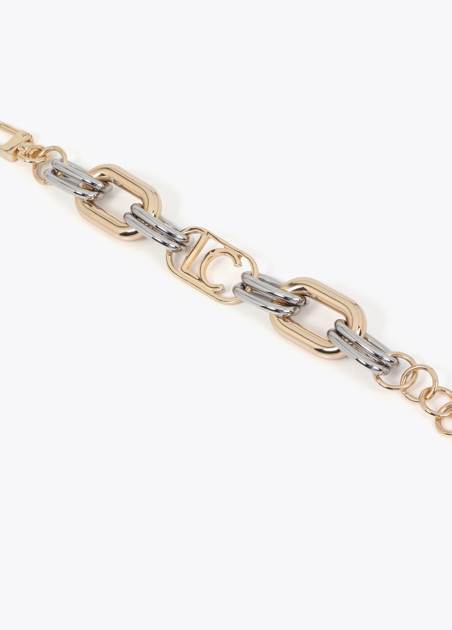 Bracelet à maillons bicolores avec logo ovale