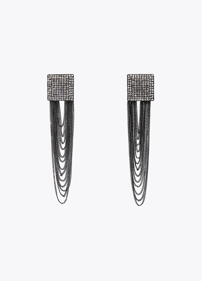 Square rhinestone earrings with crystals and...
