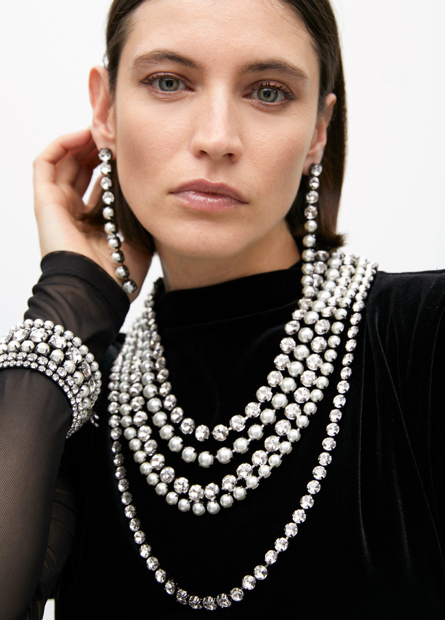 Rhinestone dangle earrings with crystals and...