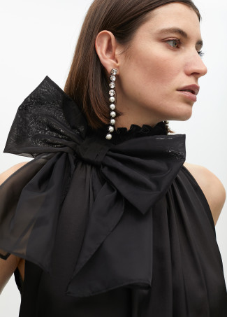 Rhinestone dangle earrings with crystals and faux pearls