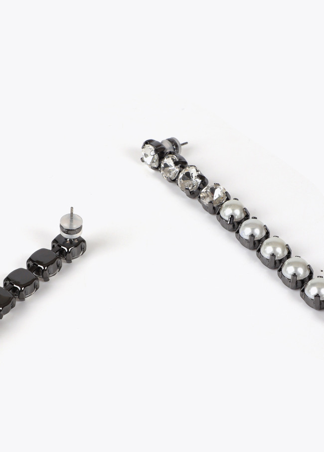 Rhinestone dangle earrings with crystals and...