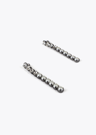 Rhinestone dangle earrings with crystals and faux pearls