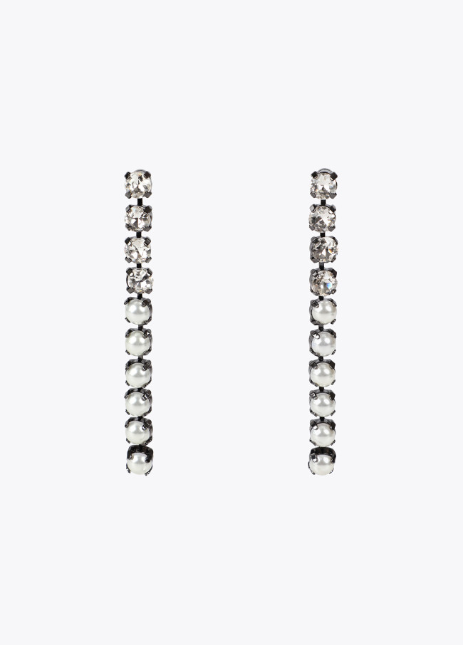Rhinestone dangle earrings with crystals and...