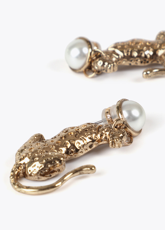 Pendientes leopardo con perla