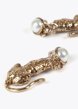 Pendientes leopardo con perla