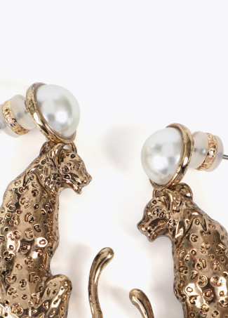 Pendientes leopardo con perla