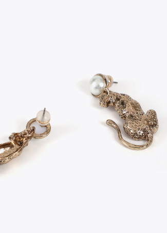 Pendientes leopardo con perla