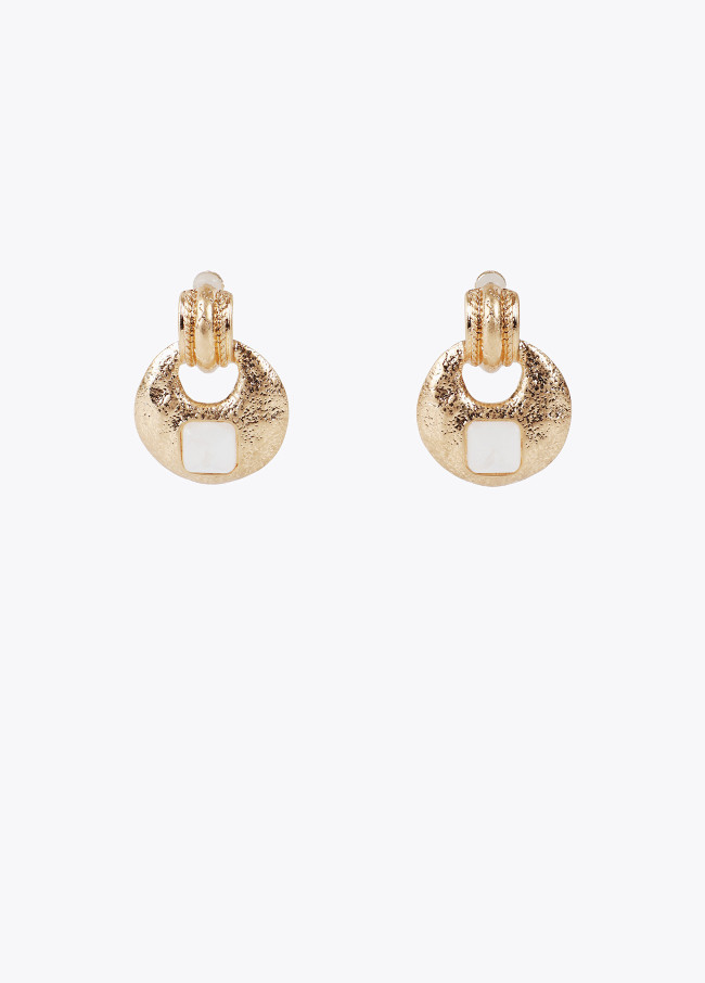 Pendientes pieza incrustada metal martelé