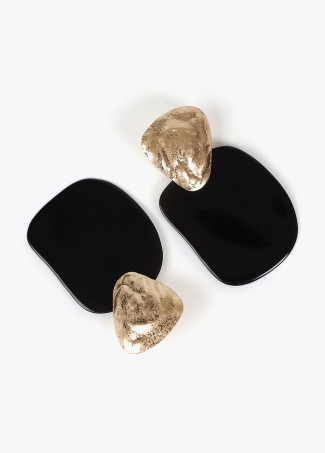 Two-piece earrings with contrast metal and acrylic