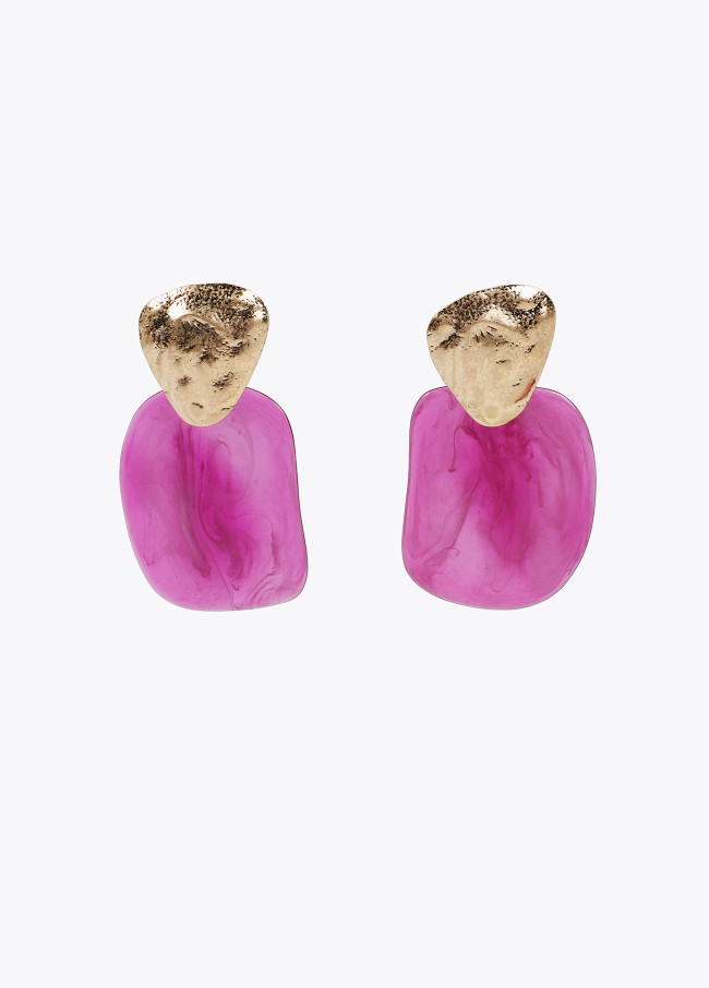 Pendientes dos piezas combinado metal y acrilico