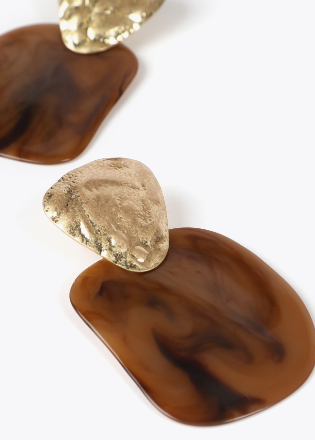 Brincos Duas Peças com Metal e Acrílico