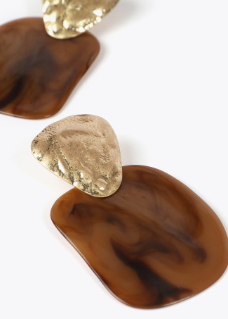 Brincos Duas Peças com Metal e Acrílico