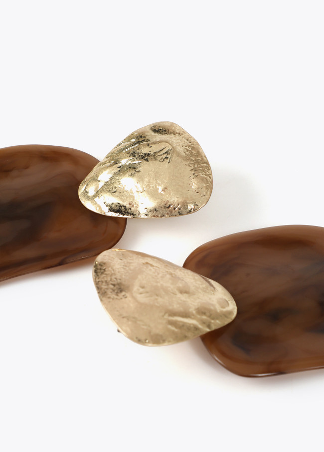 Brincos Duas Peças com Metal e Acrílico