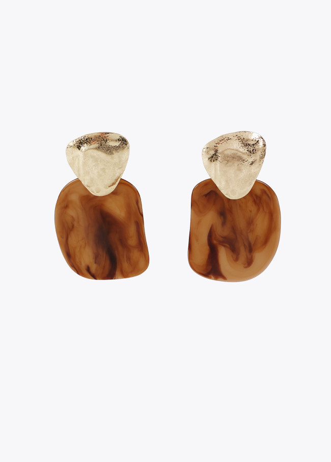 Pendientes dos piezas combinado metal y acrilico