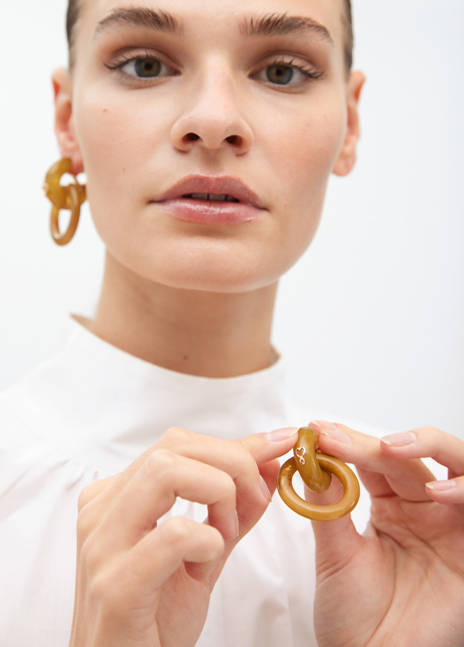 Acrylic earrings with front hoop