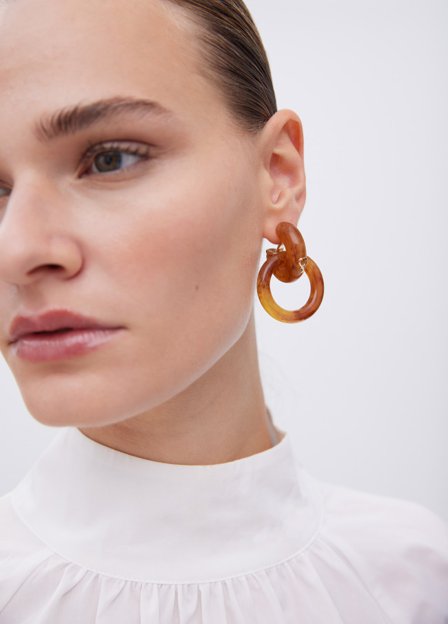 Acrylic earrings with front hoop