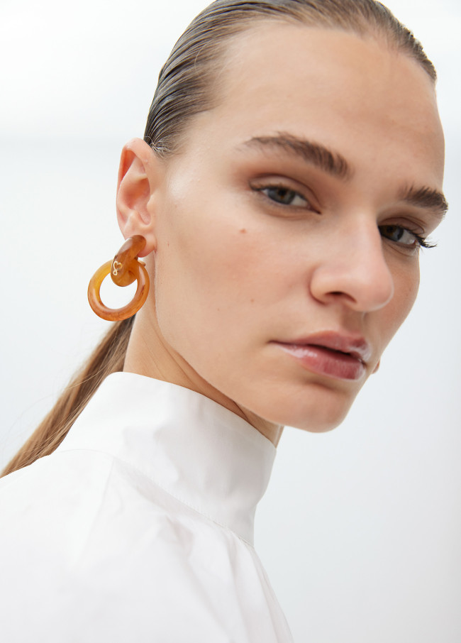 Acrylic earrings with front hoop