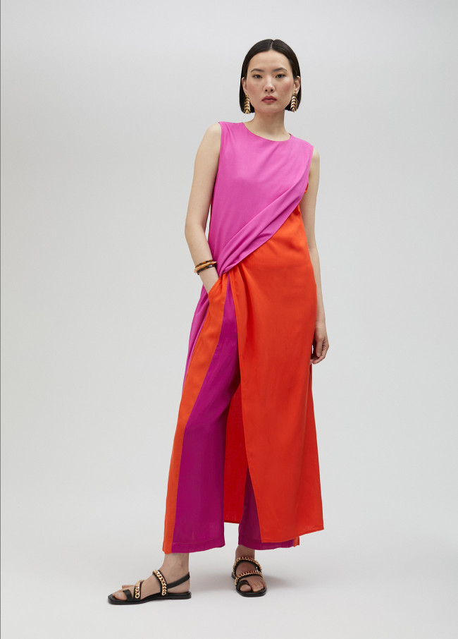 Pantalon fluide bicolore