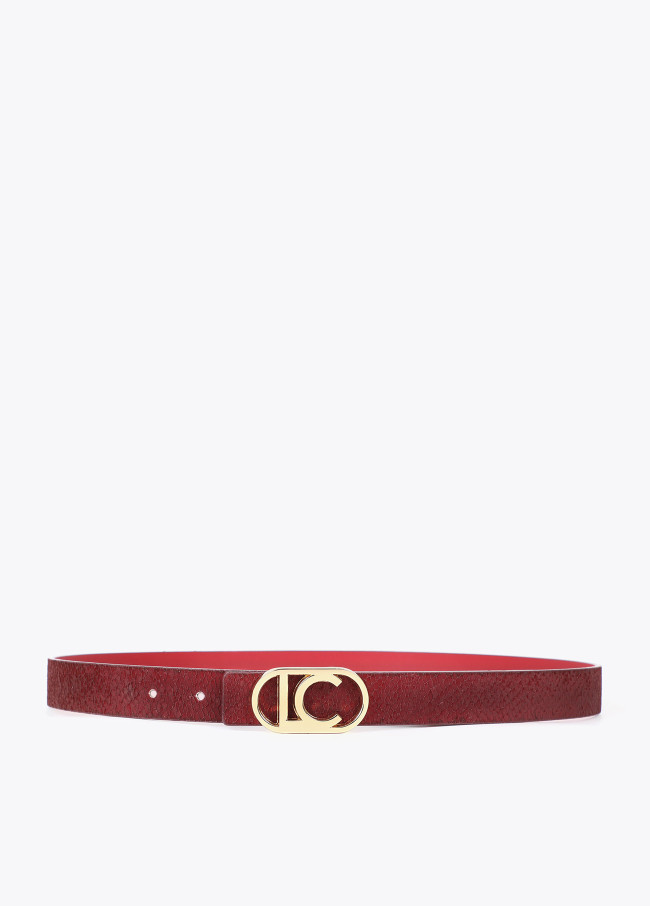 Cinturon reversible textura piel serpiente