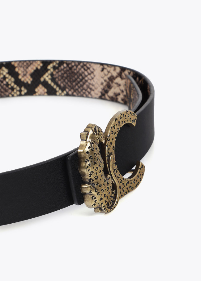 Cinto reversível com fivela LC leopardo