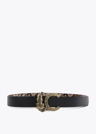 Reversible belt with LC buckle and leopard print