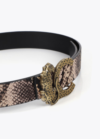 Cinto reversível com fivela LC leopardo