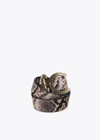 Reversible belt with LC buckle and leopard print