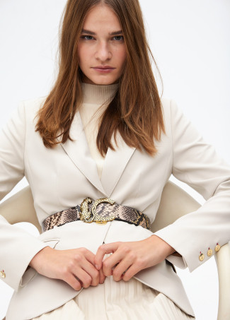 Reversible belt with LC buckle and leopard print