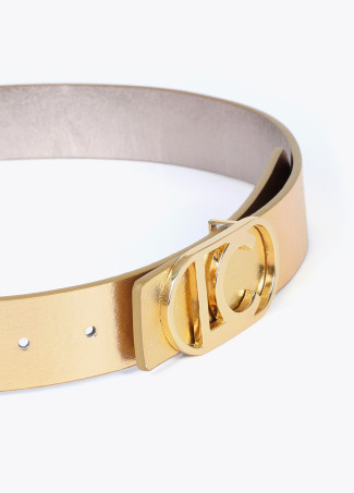 Reversible belt with logo buckle