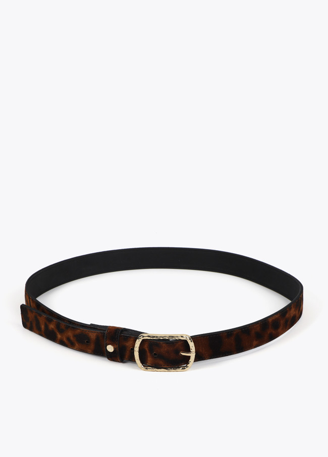 Narrow animal print belt