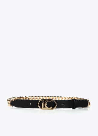 Chain belt with oval logo