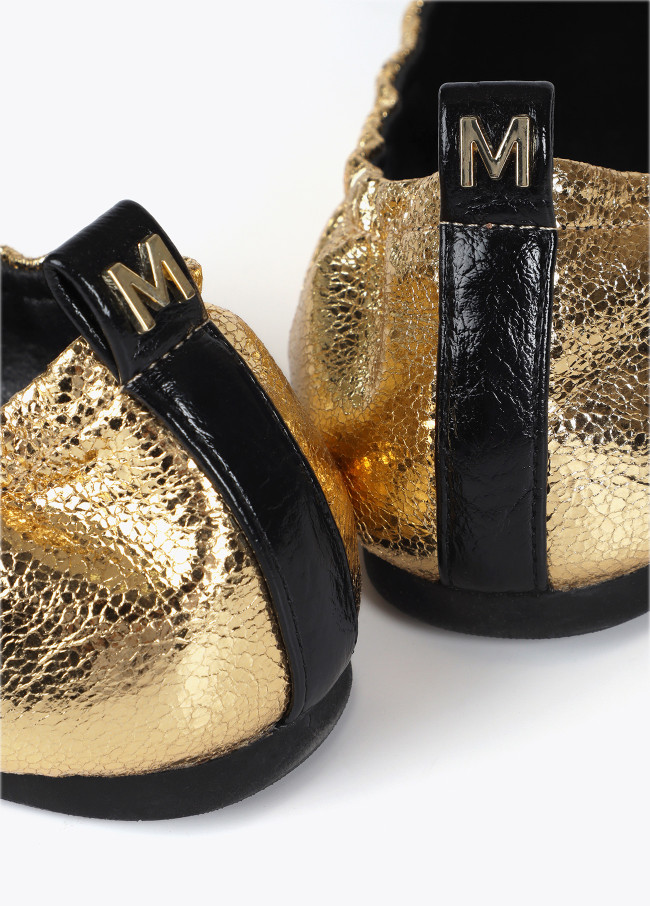 Gathered ballet flats with pointed toe in...