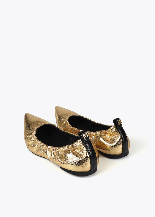 Gathered ballet flats with pointed toe in...