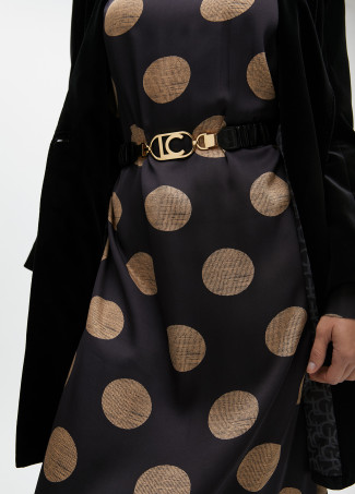 Cinto elástico efeito pele com logótipo oval