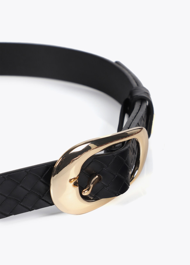 Braided faux leather belt