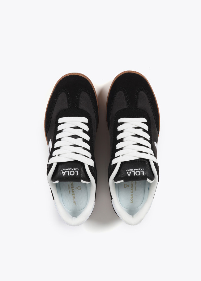 Nylon fabric trainers with rhinestone details