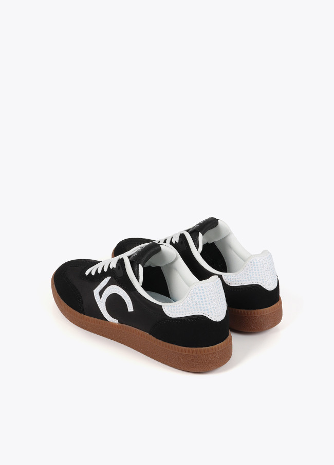 Nylon fabric trainers with rhinestone details