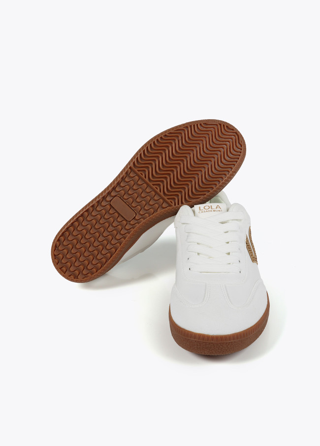 Nylon fabric trainers with rhinestone details