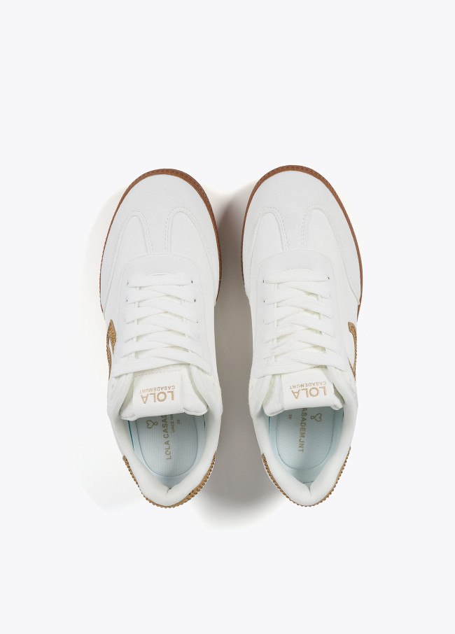 Nylon fabric trainers with rhinestone details