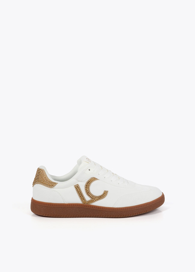 Nylon fabric trainers with rhinestone details