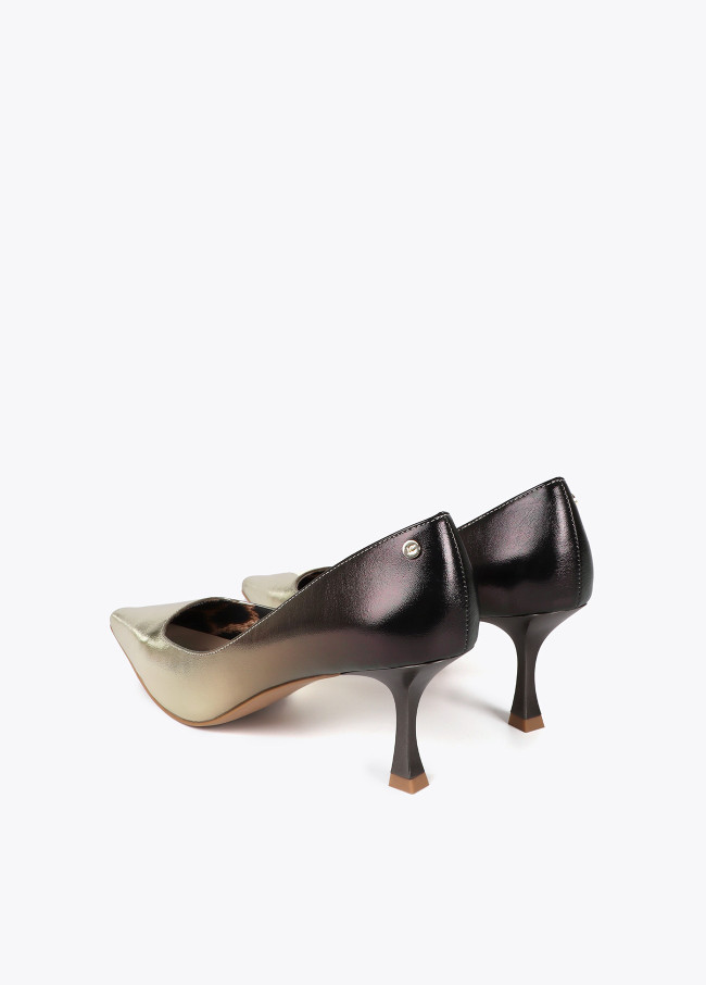 Ombré effect metallic high-heel shoes with...