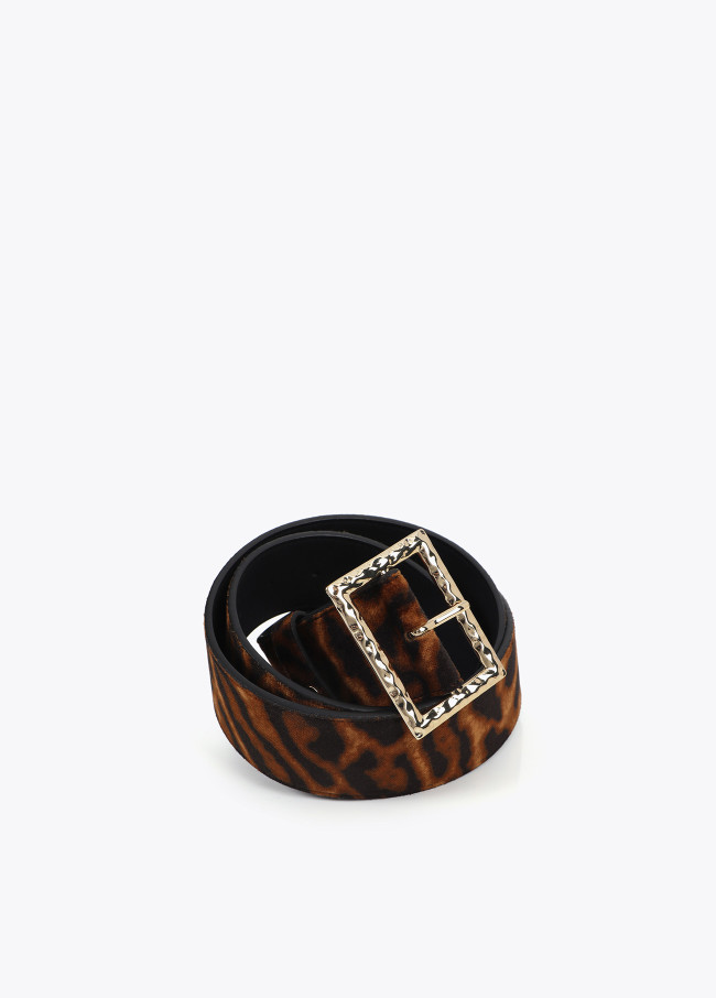 Wide animal print belt