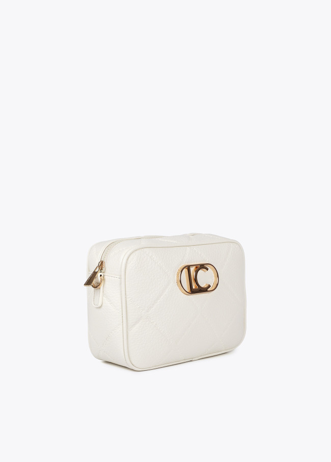 Faux leather crossbody bag with diamond design...