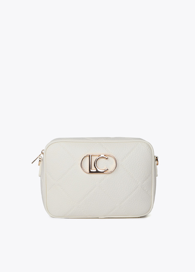 Faux leather crossbody bag with diamond design...